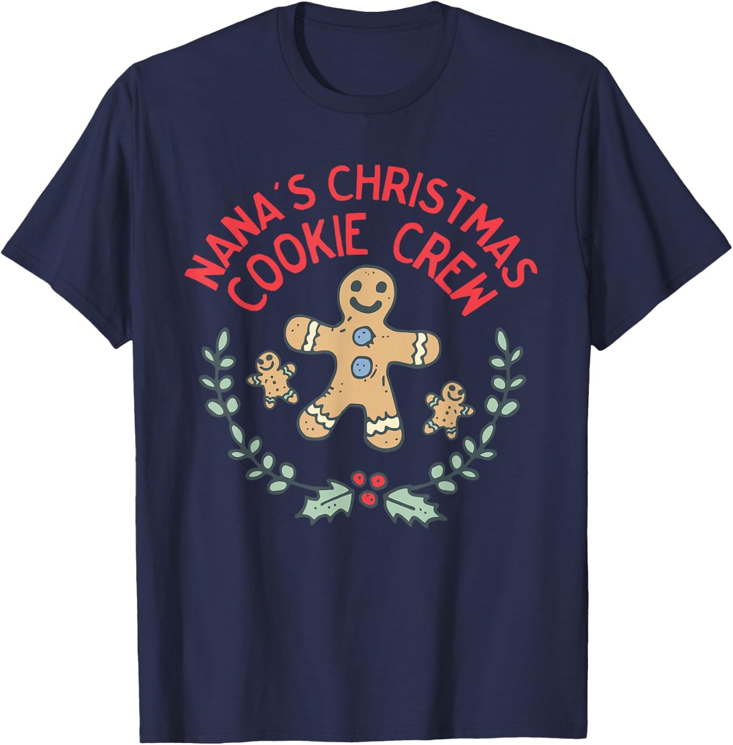 Cute Nana's Christmas Cookie Crew for Grandchildred Kids T-Shirt - T-Shirt | Navy
