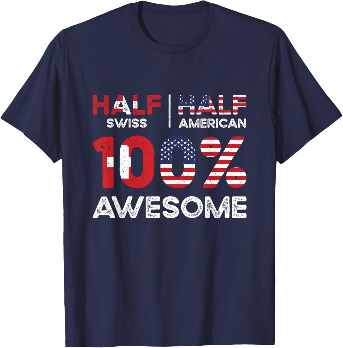 Swiss American Patriot USA Grown Switzerland US Flag T-Shirt - T-Shirt | Navy