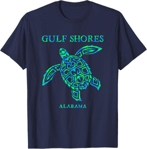Gulf Shores Alabama Retro Sea Turtle Boys Girls Toddler T-Shirt - T-Shirt | Navy