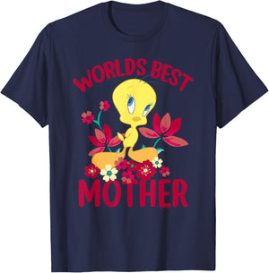 Looney Tunes Mother's Day Tweety Worlds Best Mom T-Shirt - T-Shirt | Navy