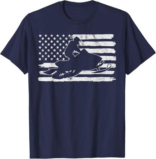 Vintage 4th Of July USA Flag Snowmobile Snow Mobile