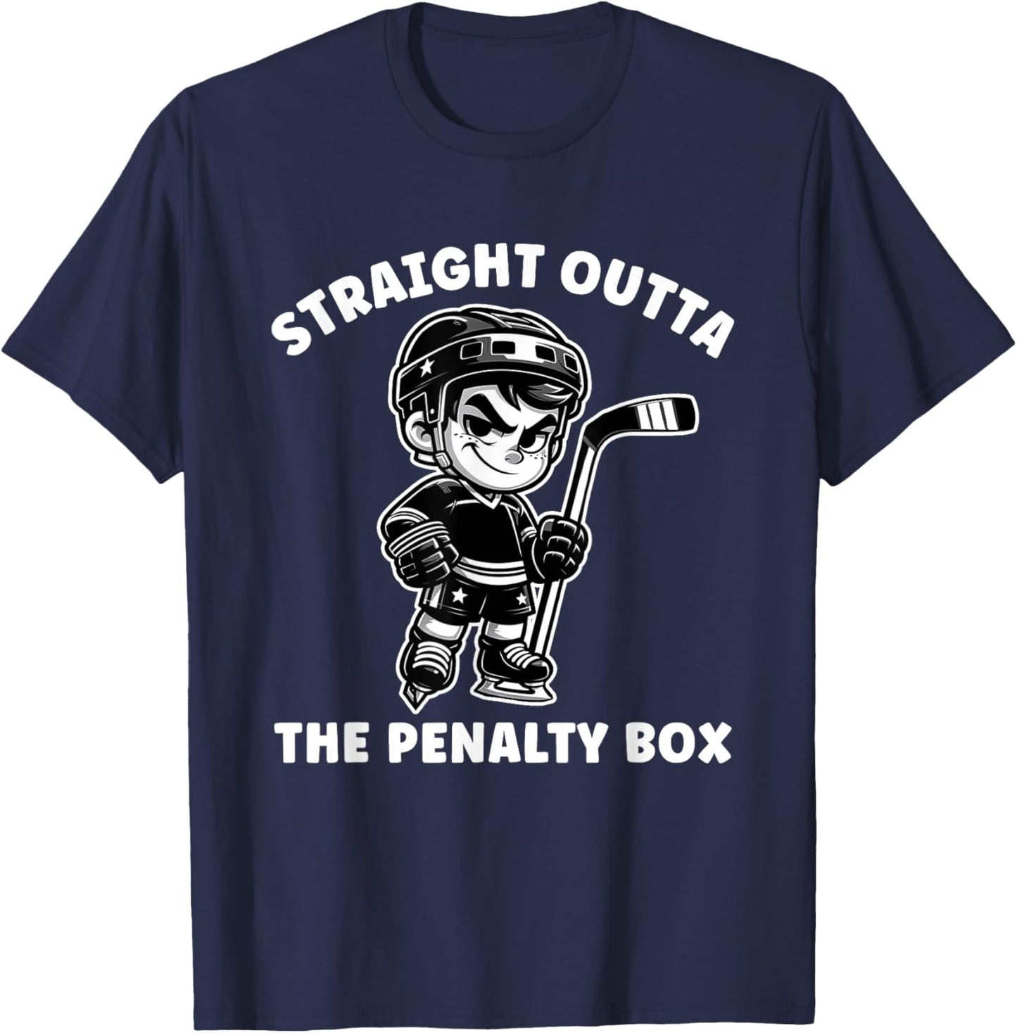 Youth Ice Hockey Funny Straight Outta Penalty Box Boys T-Shirt - T-Shirt | Navy