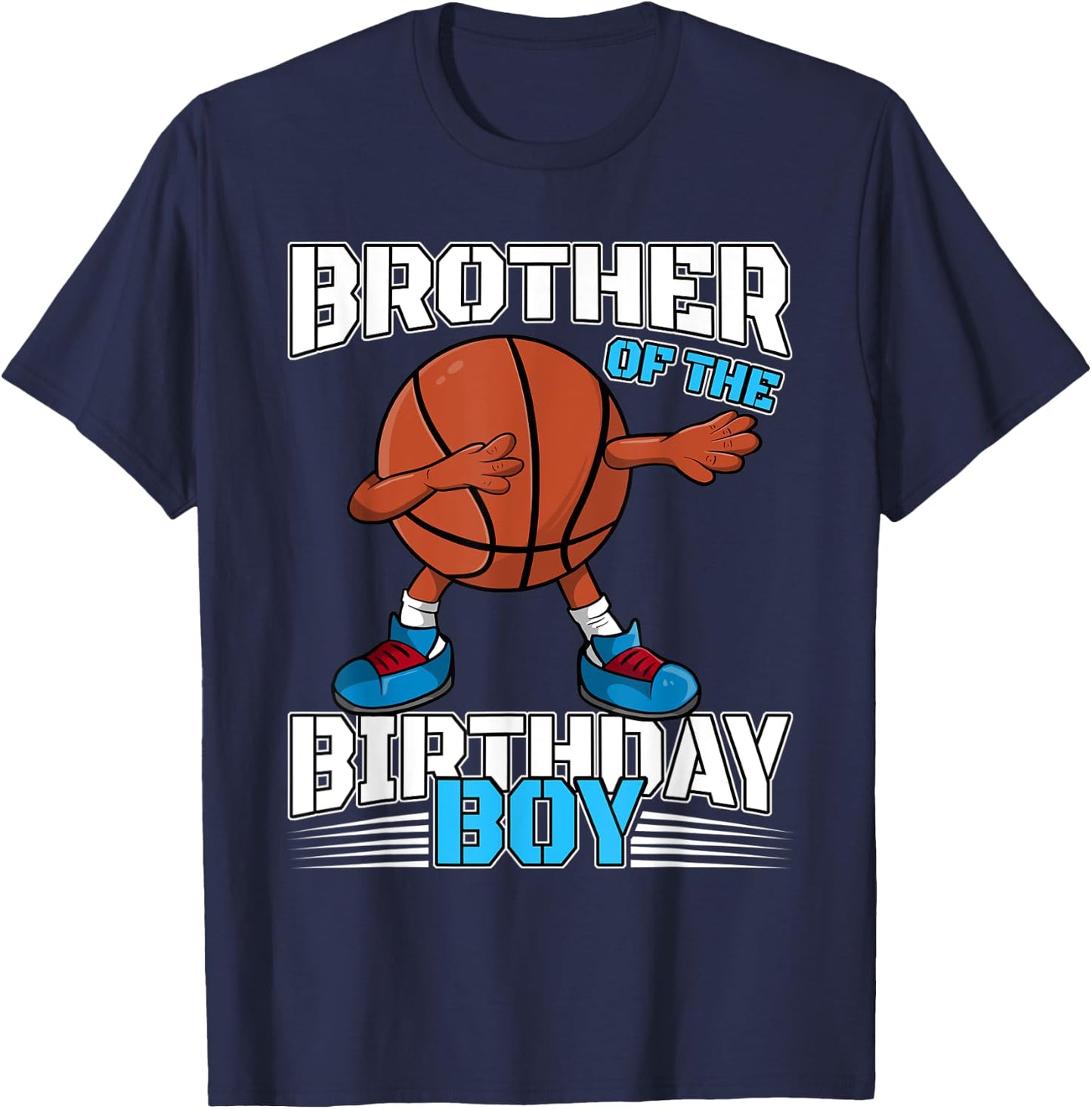 Brother of the Birthday Boy Dabbing Basketball Ball Dab Gift T-Shirt - T-Shirt | Navy
