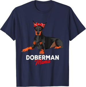 Doberman Mama Dobie Dog Girls Women T-Shirt - T-Shirt | Navy