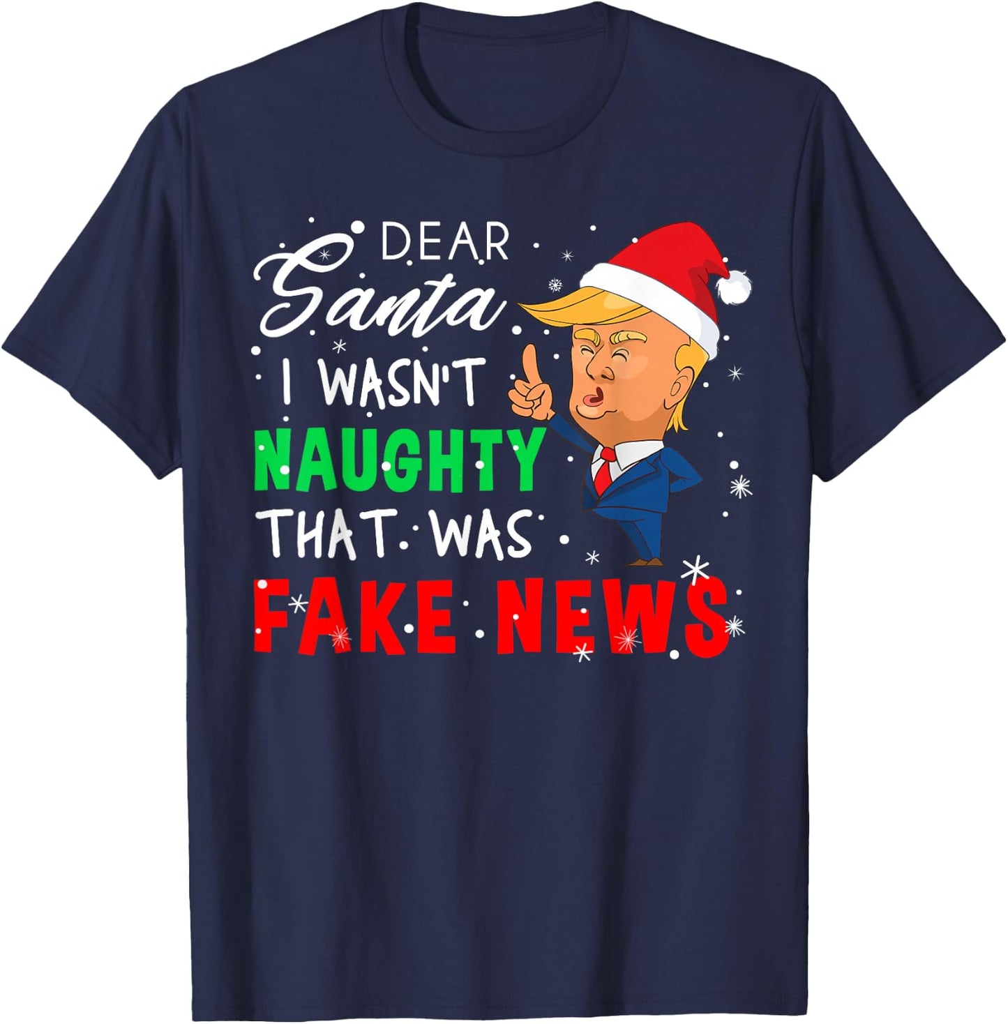 Fake Christmas Pajamas Shirt - Dear Santa T Shirt Fake News T-Shirt - T-Shirt | Navy