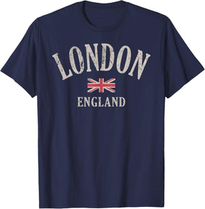 Distressed London England UK Flag T-Shirt - T-Shirt | Navy