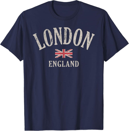 Distressed London England UK Flag T-Shirt - T-Shirt | Navy