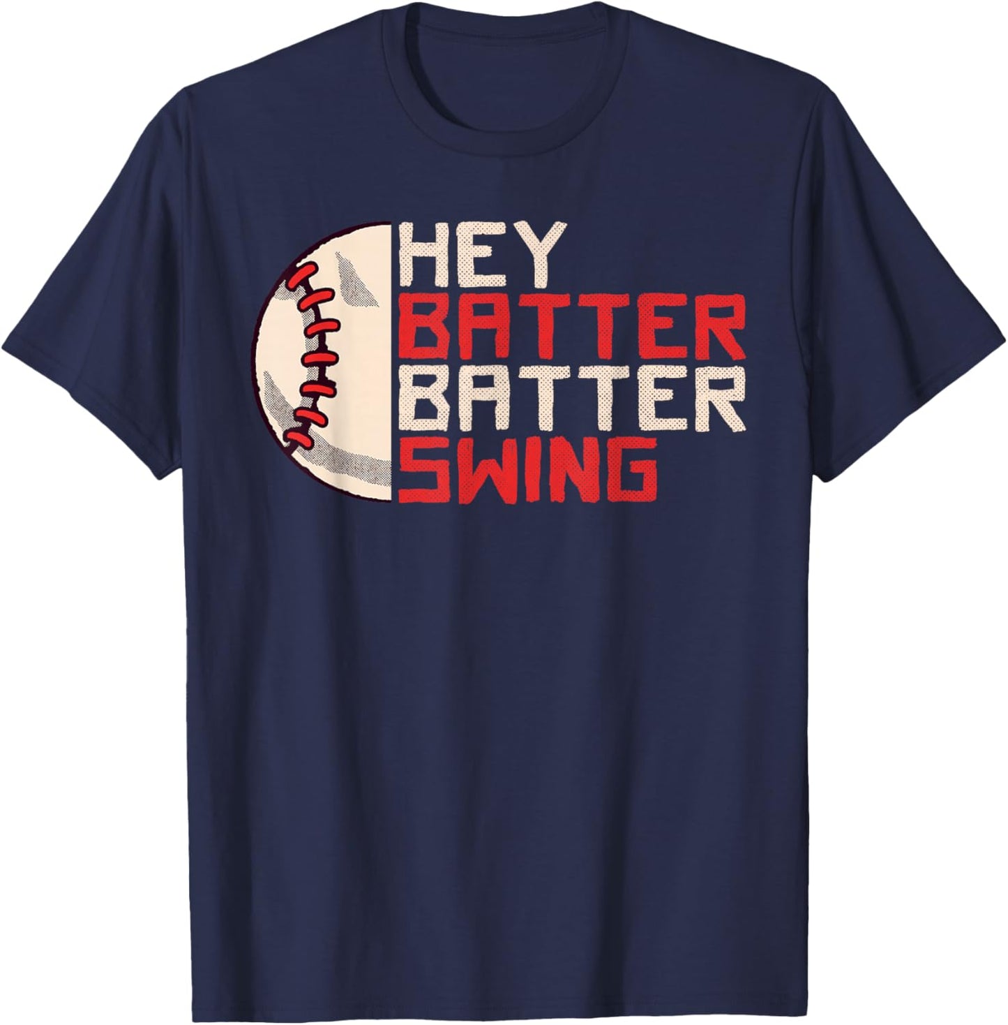 Funny Baseball Hey Batter Batter Swing Kids Retro T-Shirt - T-Shirt | Navy