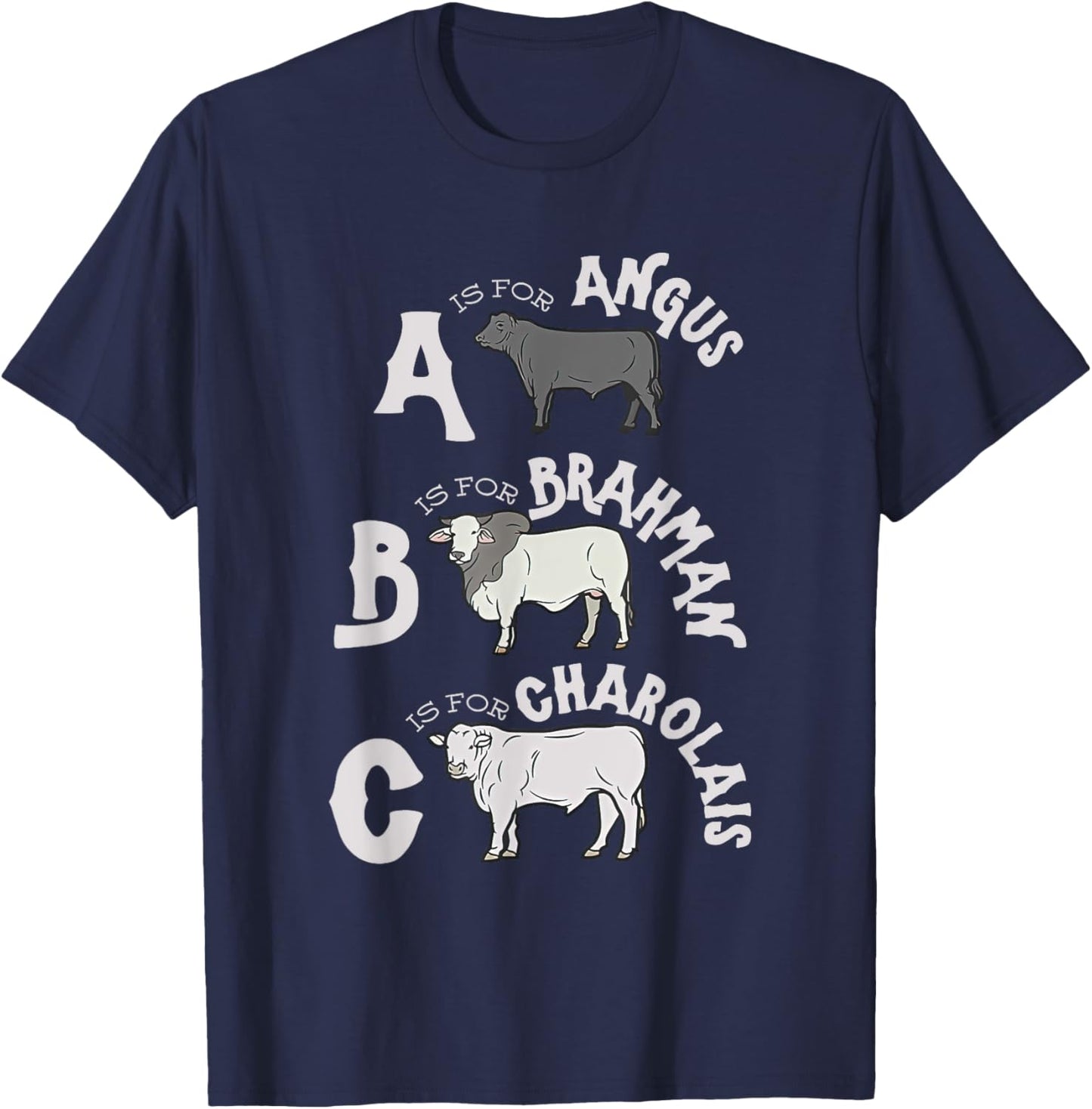 Cow Alphabet Kids Retro ABC Angus Brahman Charolais Toddlers T-Shirt - T-Shirt | Navy