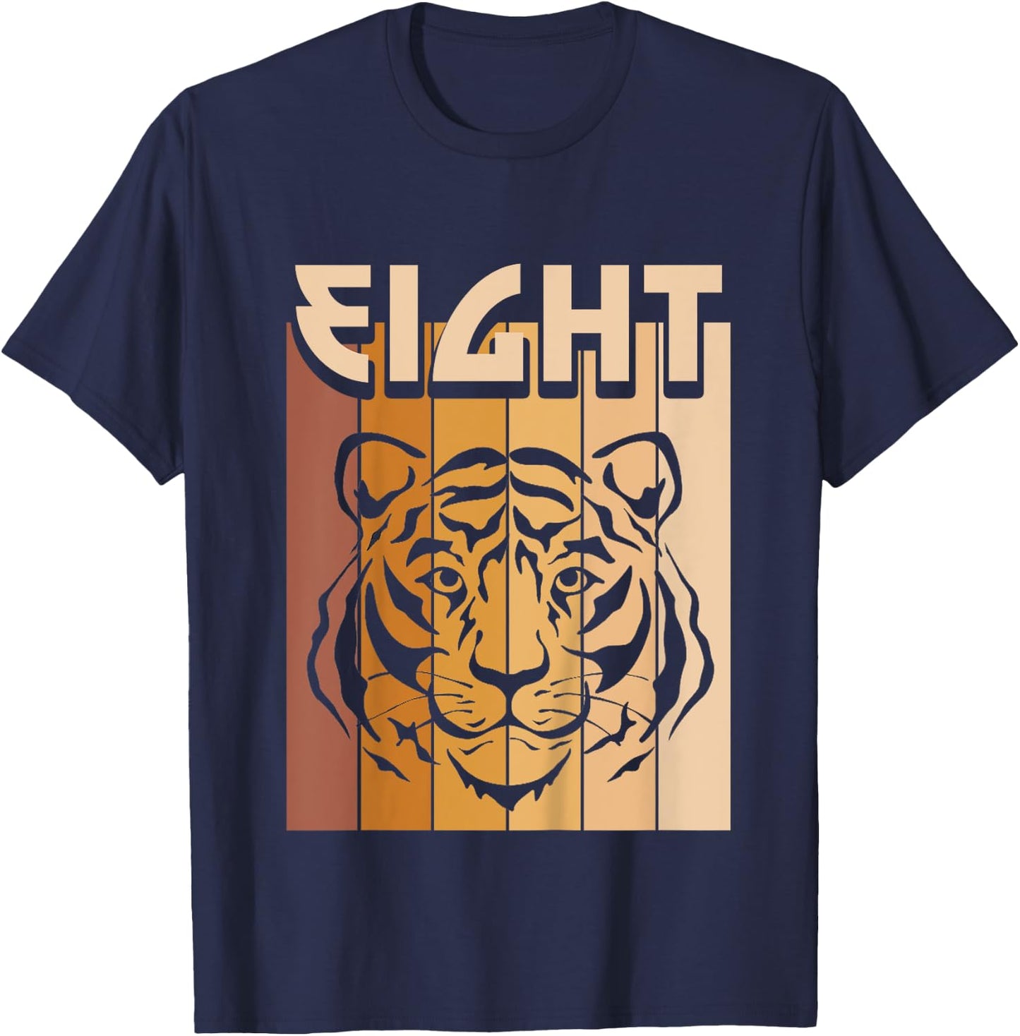 8 Year Old Tiger Birthday Boy Girl 8th Birthday Tiger T-Shirt - T-Shirt | Navy