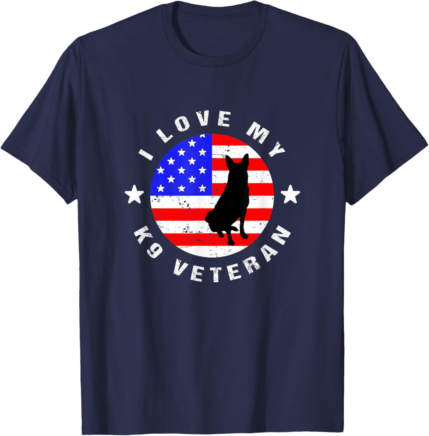 I Love My K9 Veteran - US Military Police Dog T-Shirt - T-Shirt | Navy