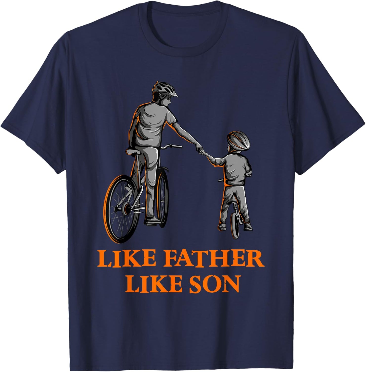Cycling Father and Son Bicycle Riding Dad and Boy Gift T-Shirt - T-Shirt | Navy