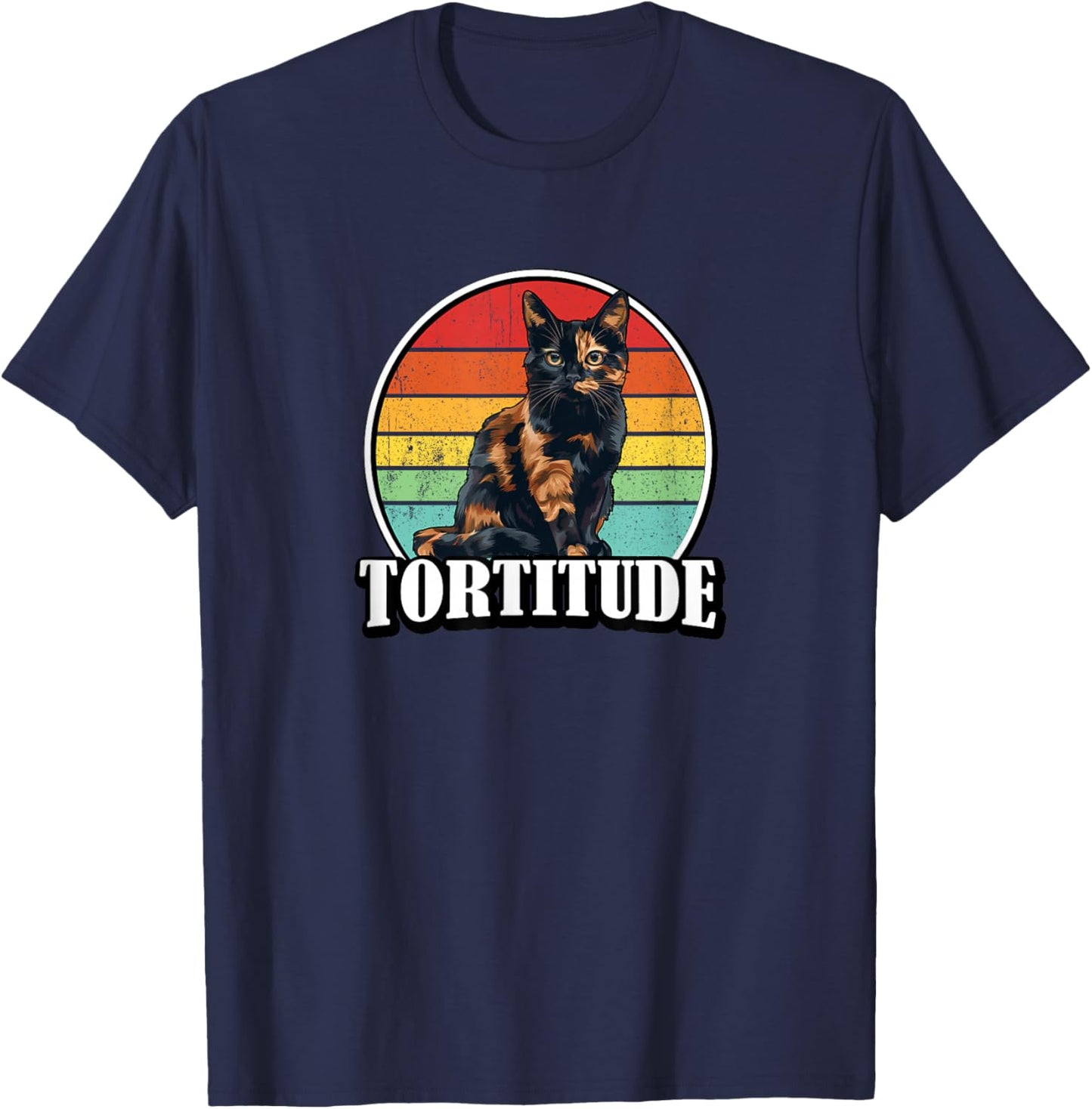 & Funny Retro Vintage Tortitude Tortie Lover T-Shirt - T-Shirt | Navy