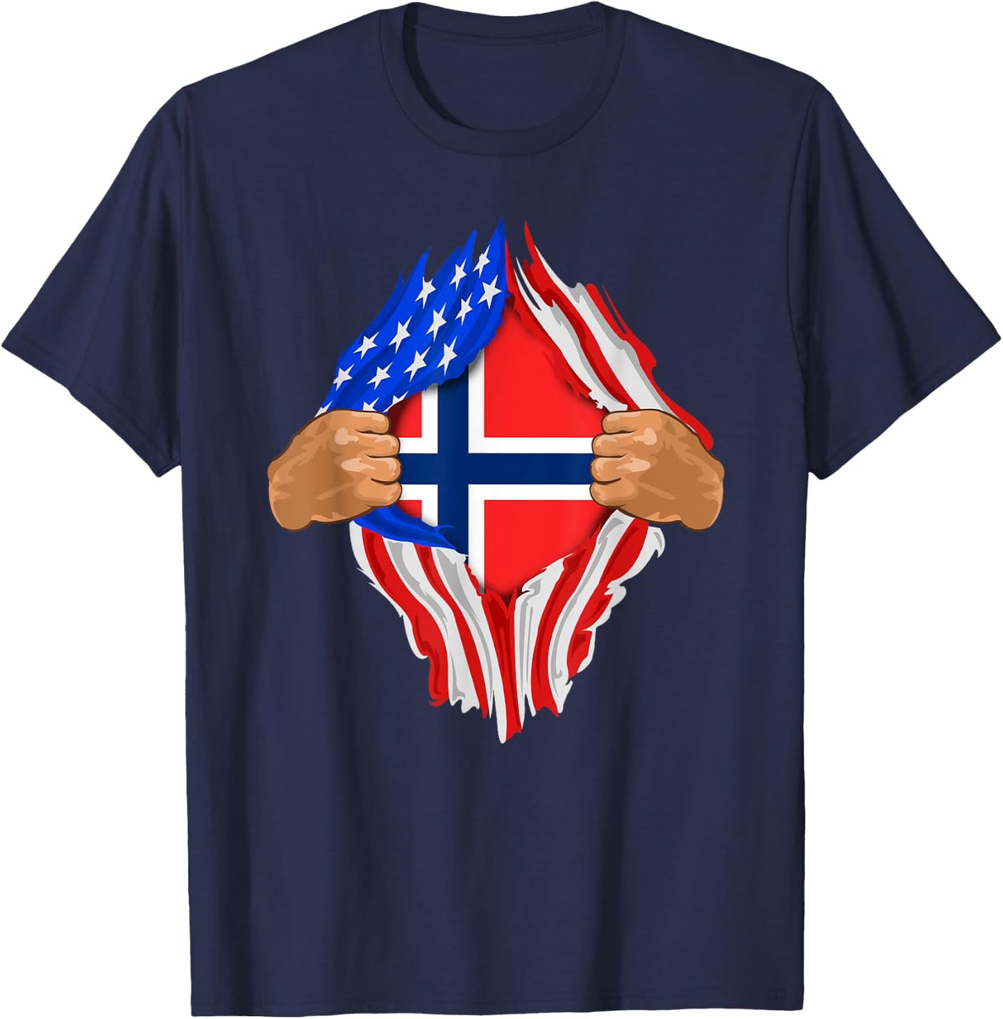Norwegian Blood Inside Me | Norway Flag Gift T-Shirt - T-Shirt | Navy