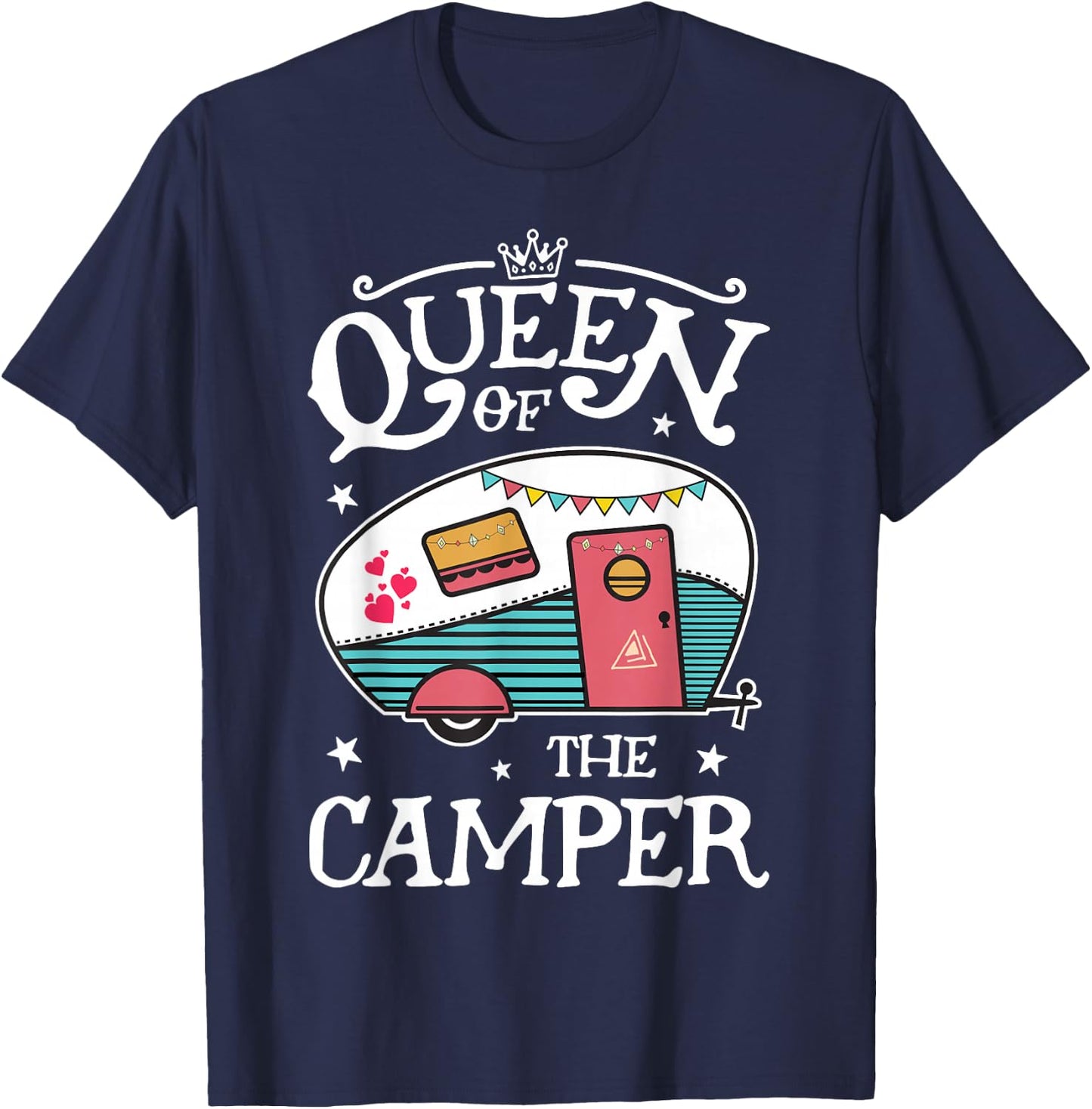 Queen of The Camper Funny Camping Outdoor Women Girls Zip T-Shirt - T-Shirt | Navy