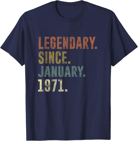 52nd Birthday Vintage Legendary Since January 1971 T-Shirt - T-Shirt | Navy