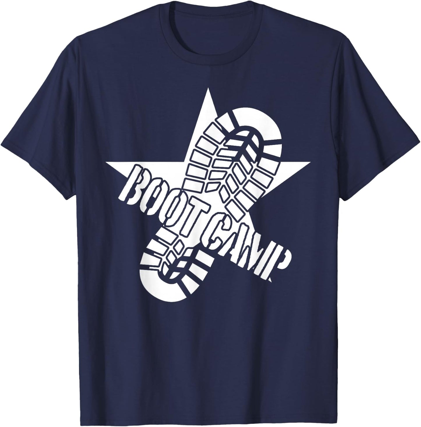 Fun Bootcamp Basic Military Training Boot Print T-Shirt - T-Shirt | Navy