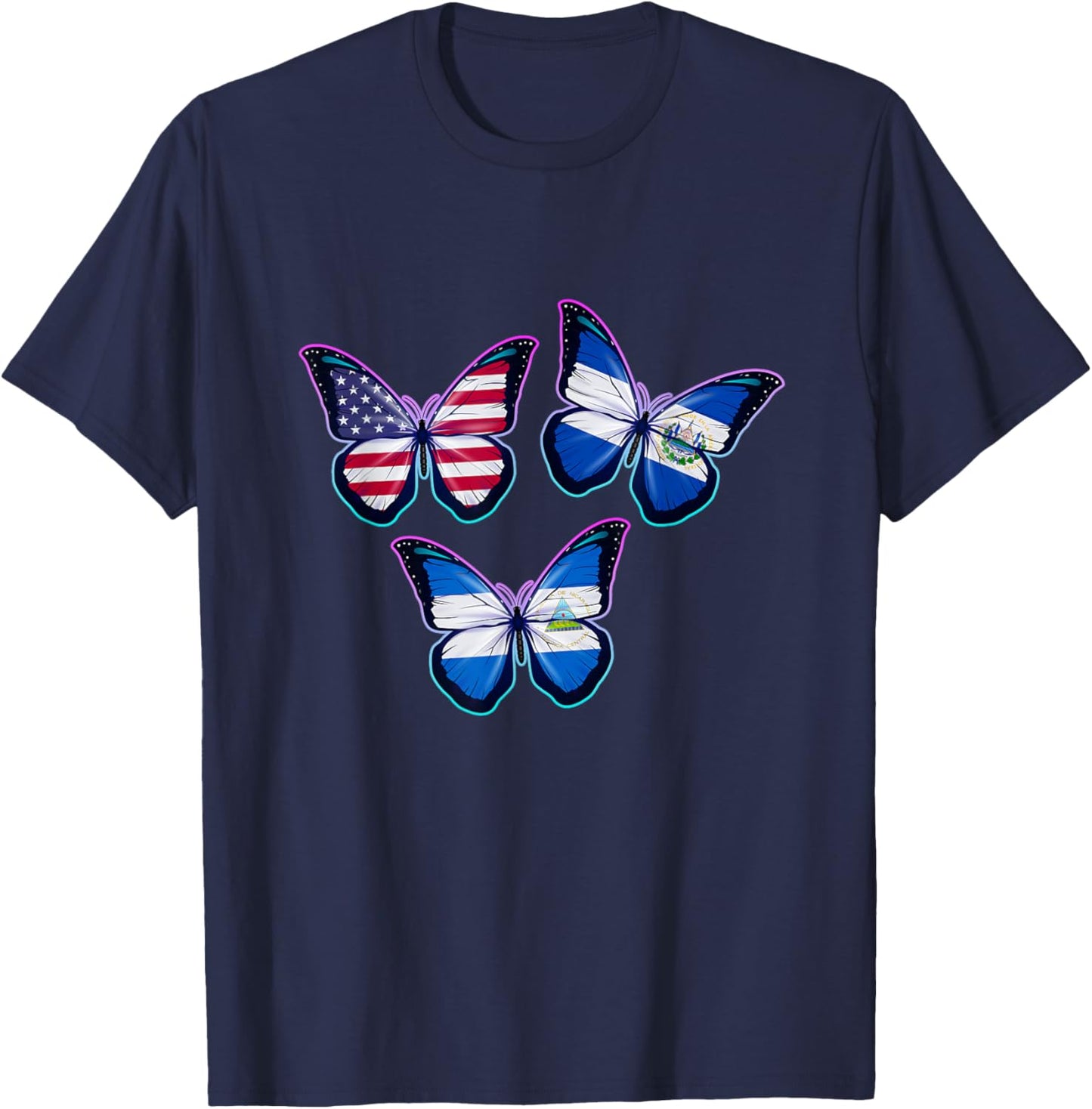 Multiculti Heritage. El Salvador, Nicaragua and the USA T-Shirt - T-Shirt | Navy