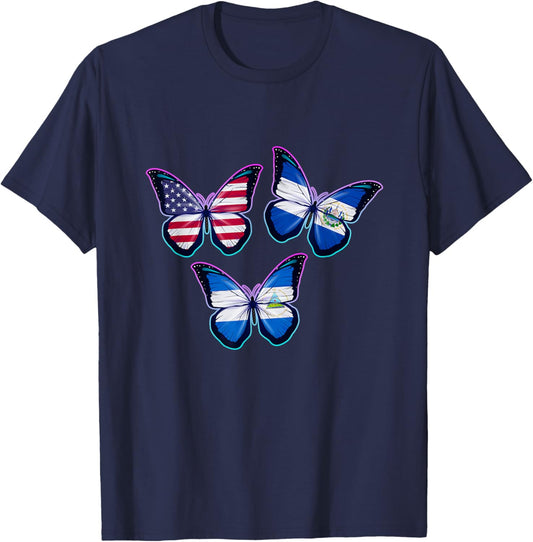 Multiculti Heritage. El Salvador, Nicaragua and the USA T-Shirt - T-Shirt | Navy