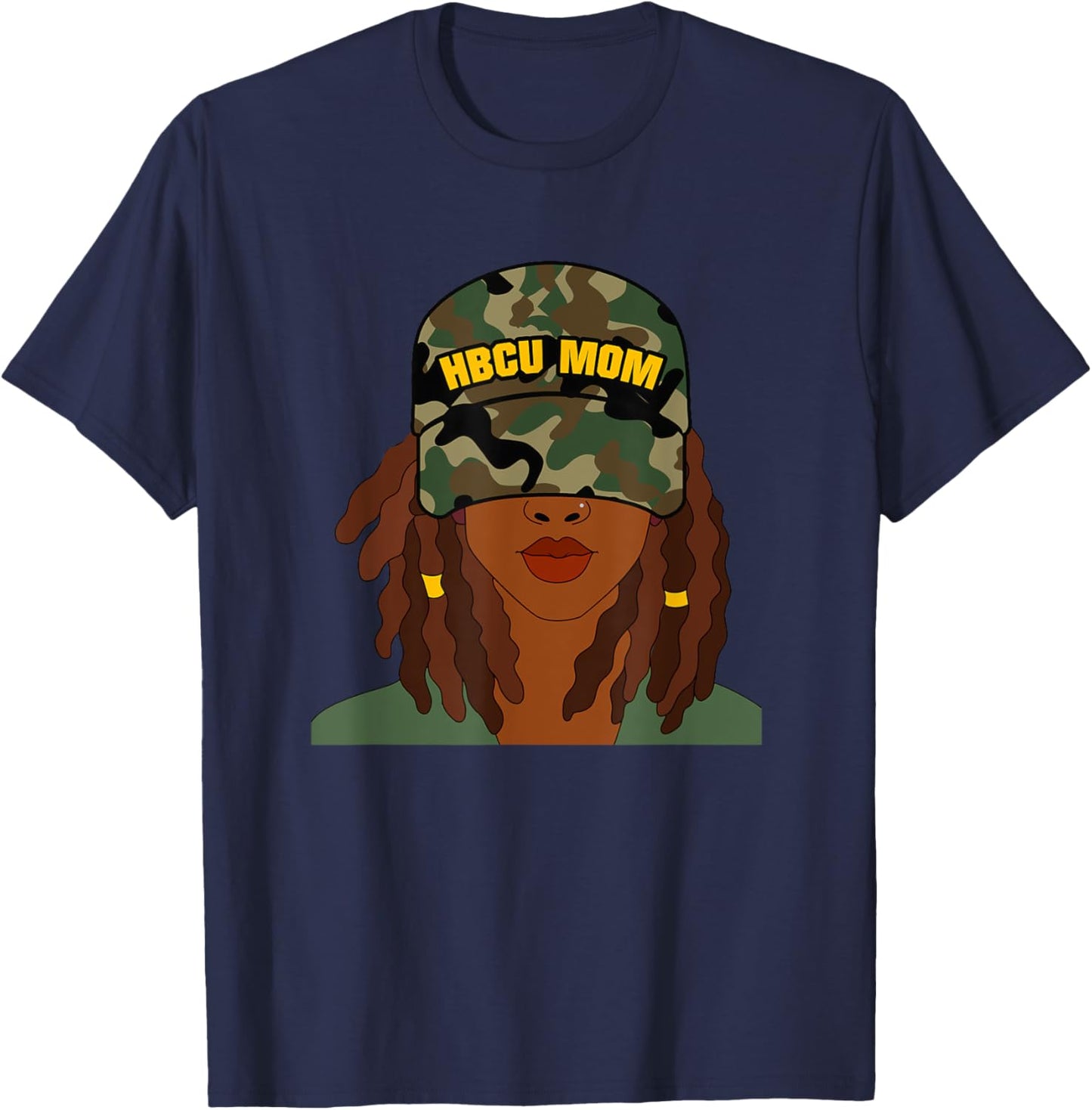 HBCU Mom of Grad Camo Locs T-Shirt - T-Shirt | Navy
