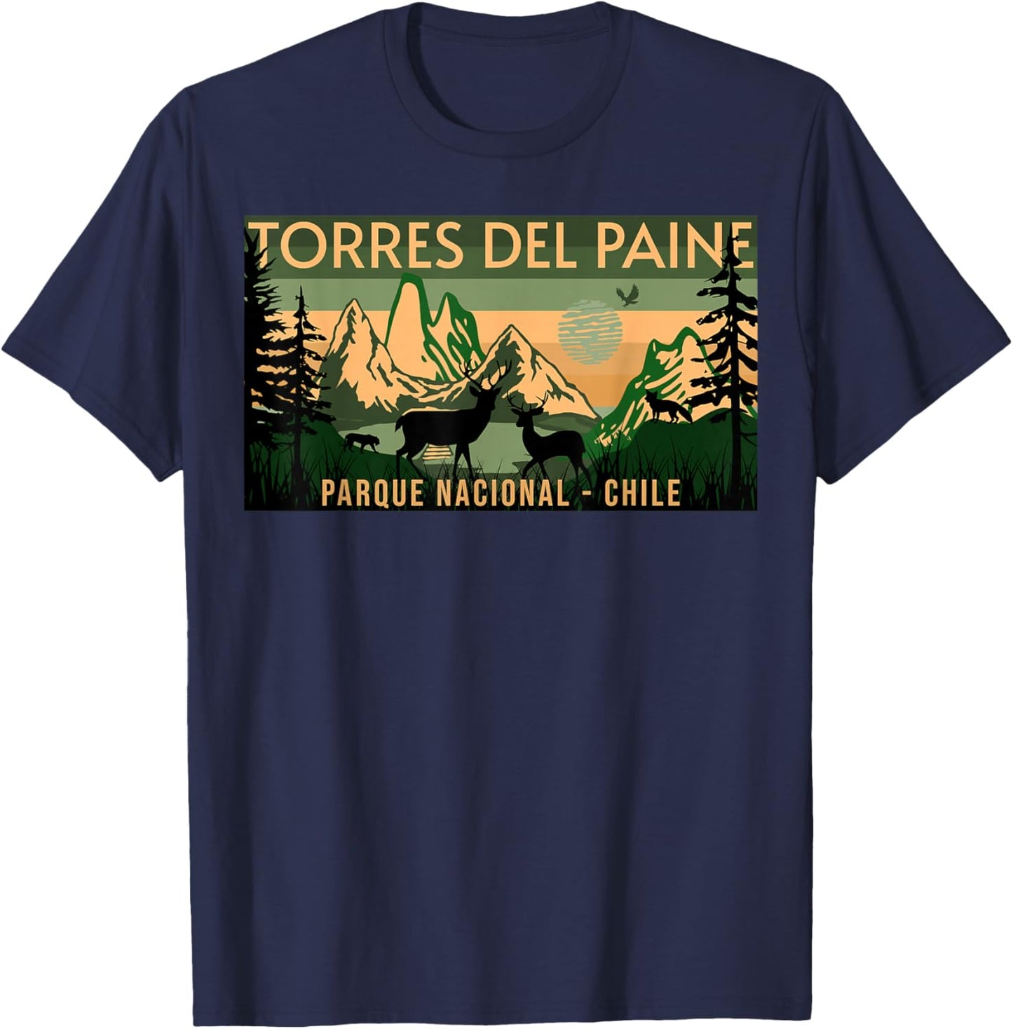 Parque Nacional Torres del Paine Chile , Small, Black T-Shirt - T-Shirt | Navy