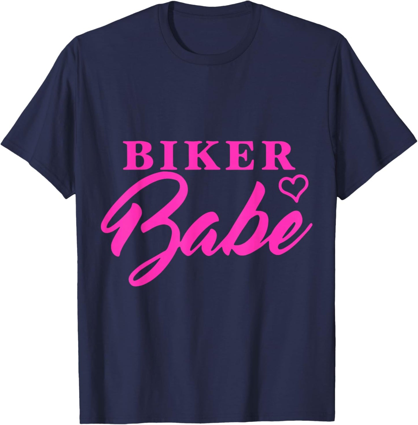 Pink Heart Biker Babe Ladies Motorcycle T-Shirt - T-Shirt | Navy