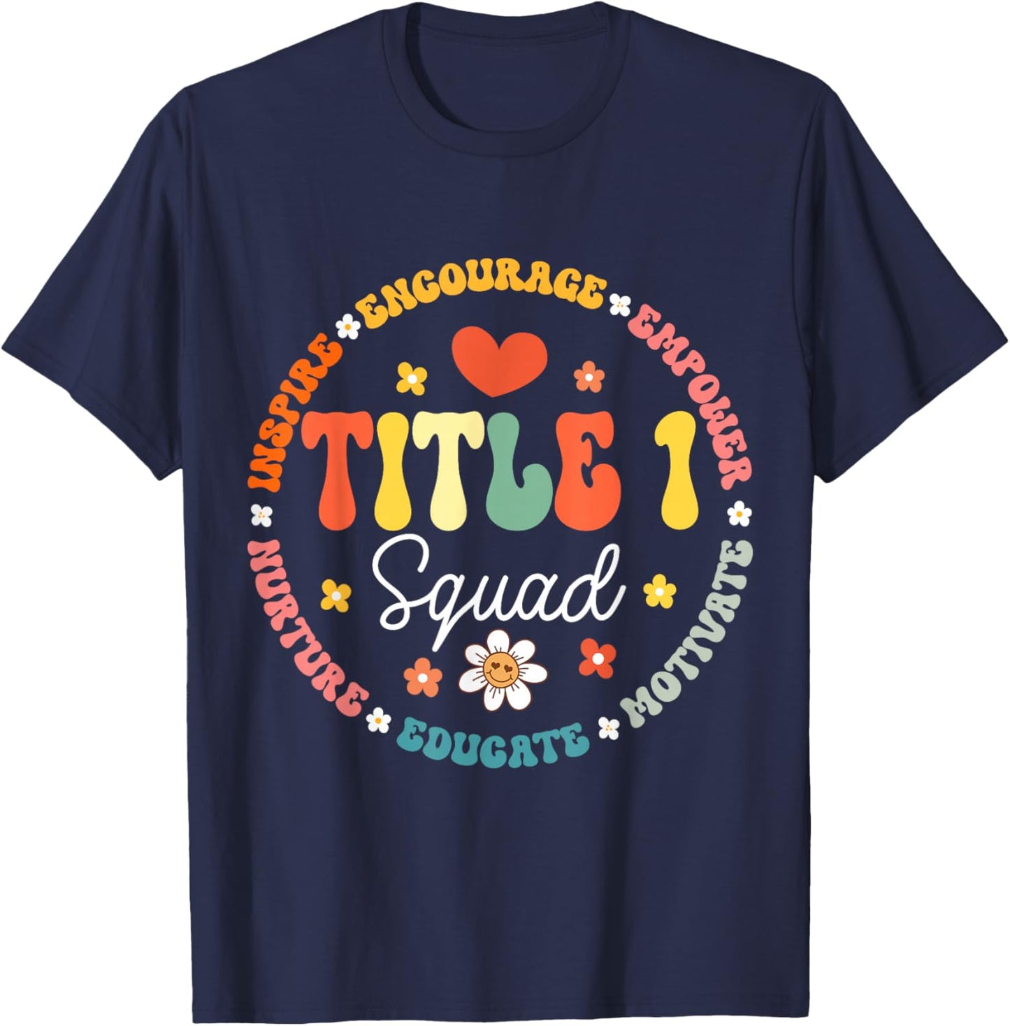 Groovy Title 1 squad cute title 1 Reading teacher T-Shirt - T-Shirt | Navy