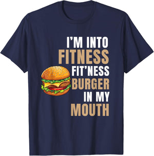 I'm Into Fitness Burger Mouth Funny Hamburger T-Shirt - T-Shirt | Navy
