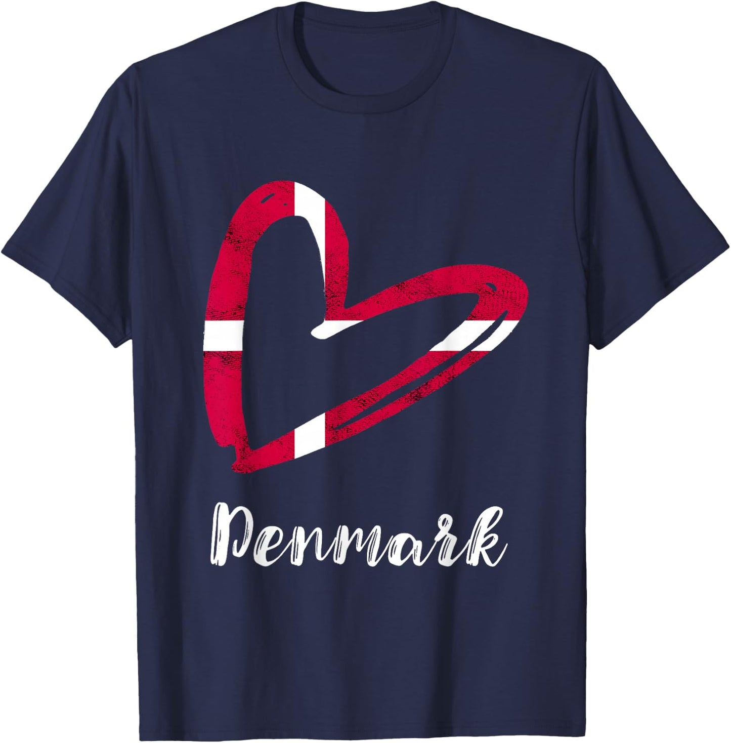 Dansk Denmark Flag Vintage Heart Denmark Danish Roots T-Shirt - T-Shirt | Navy