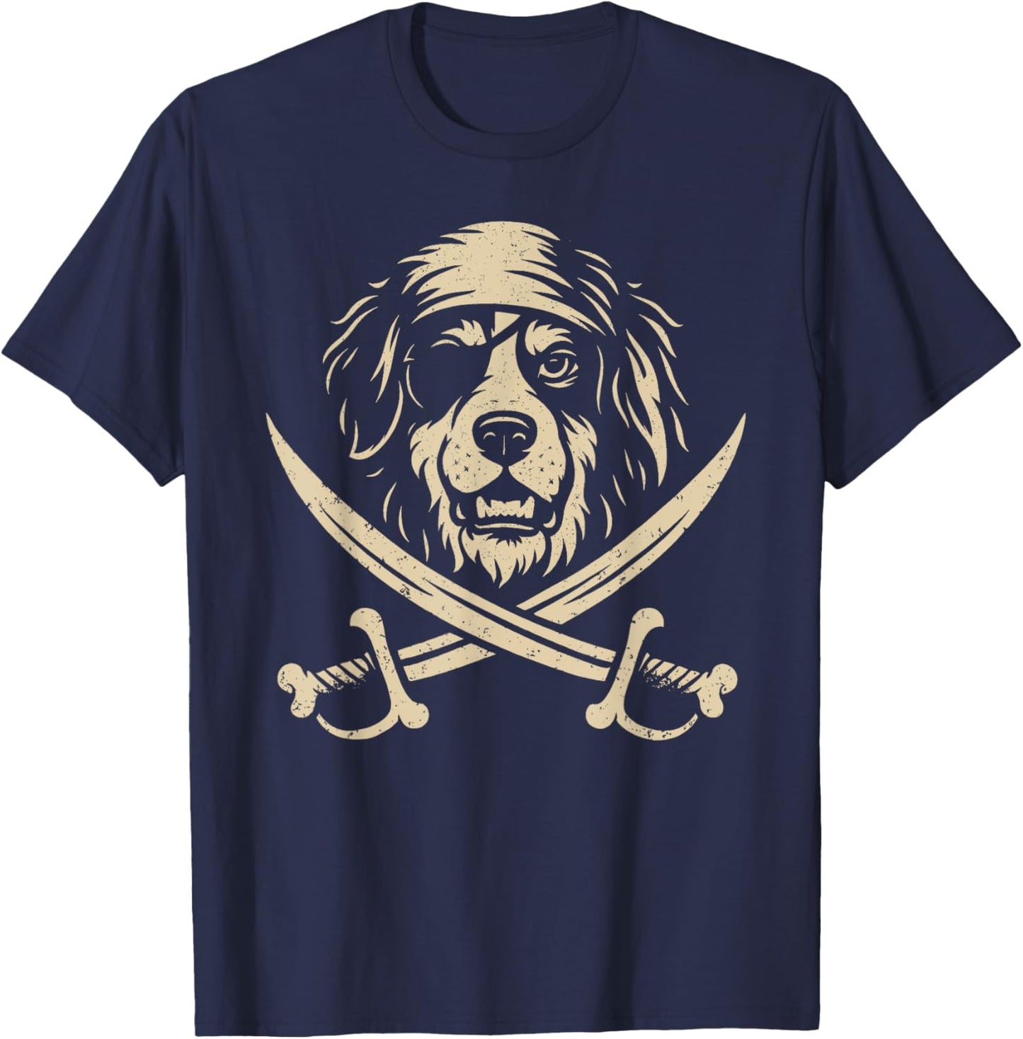Vintage Pirate Bernese Mountain Dog Crossbones Dog Lover T-Shirt - T-Shirt | Navy