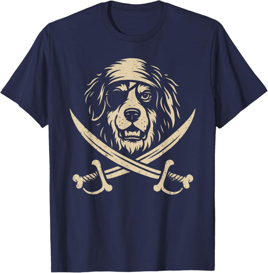 Vintage Pirate Bernese Mountain Dog Crossbones Dog Lover T-Shirt - T-Shirt | Navy