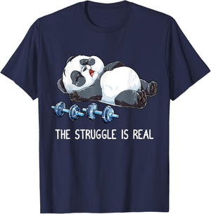 Panda The Struggle is Real Weightlifting Fitness Gym Funny T-Shirt - T-Shirt | Navy