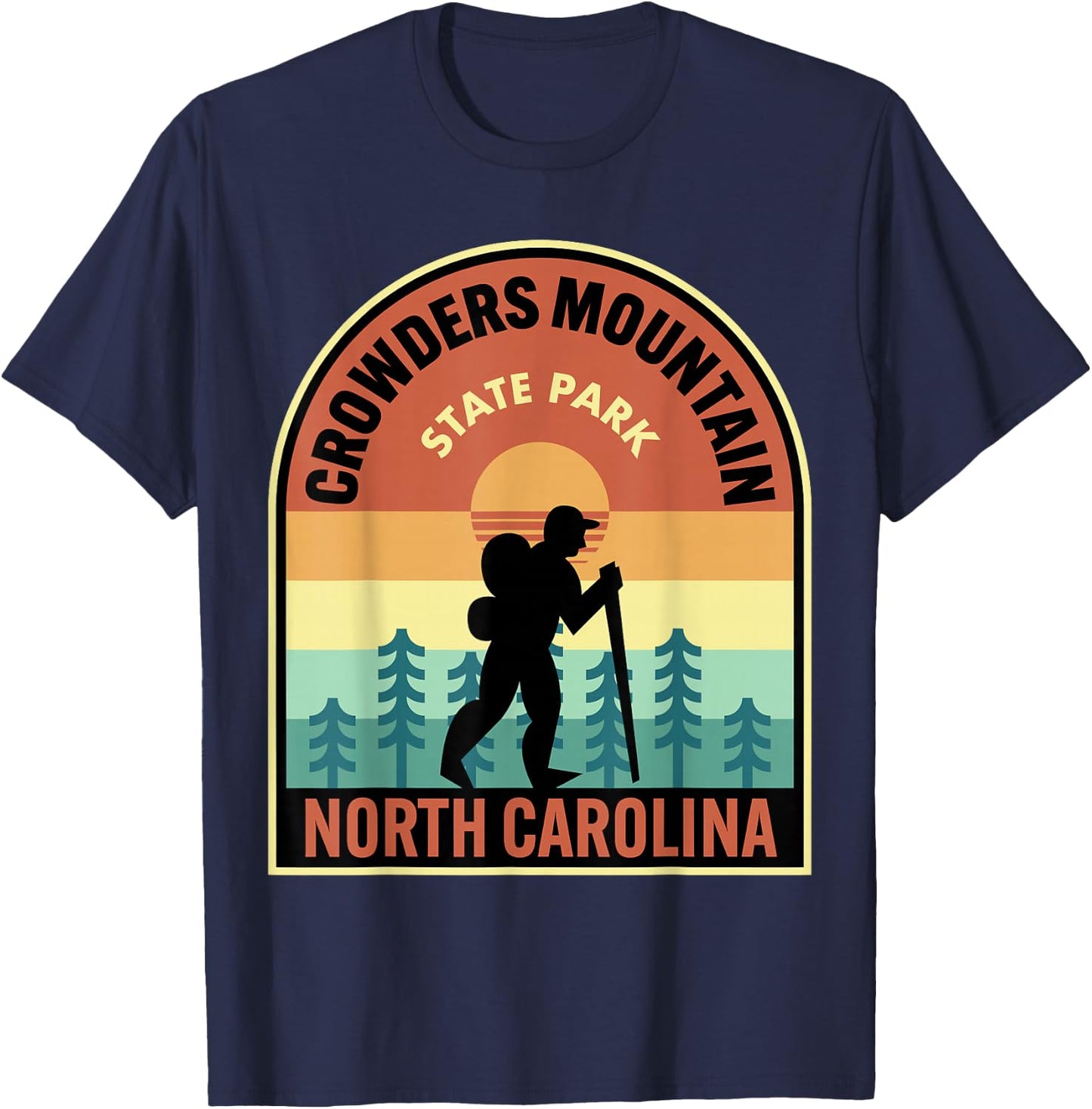 Crowders Mountain State Park North Carolina Retro Hiking T-Shirt - T-Shirt | Navy