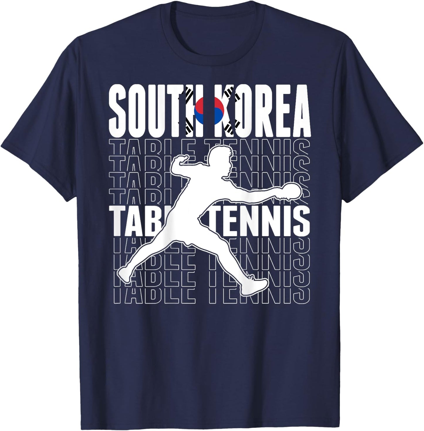 South Korea Table Tennis Fans Jersey Korean Flag Ping Pong T-Shirt - T-Shirt | Navy