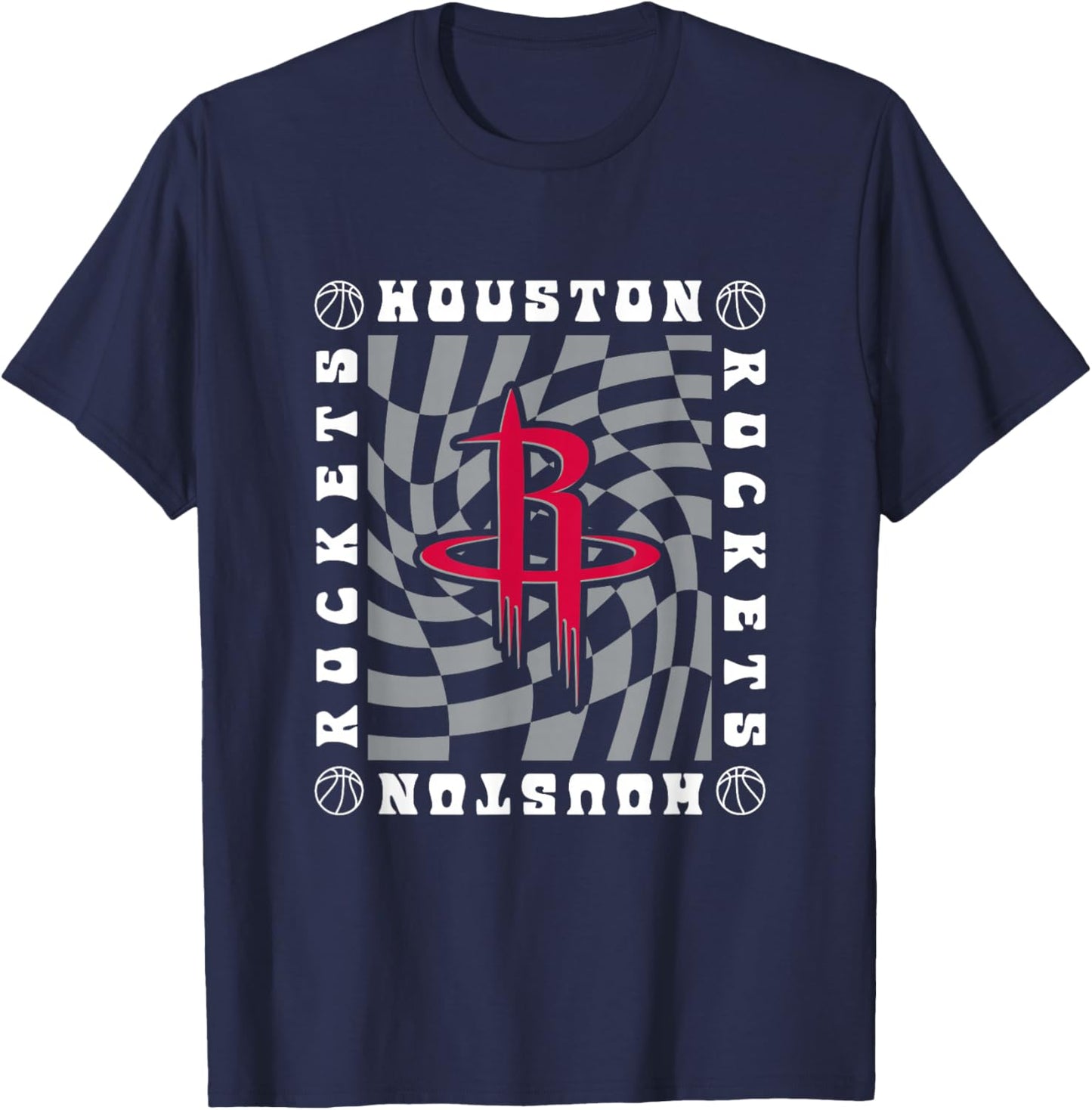 NBA Houston Rockets Retro Checkerboard Wave T-Shirt - T-Shirt | Navy