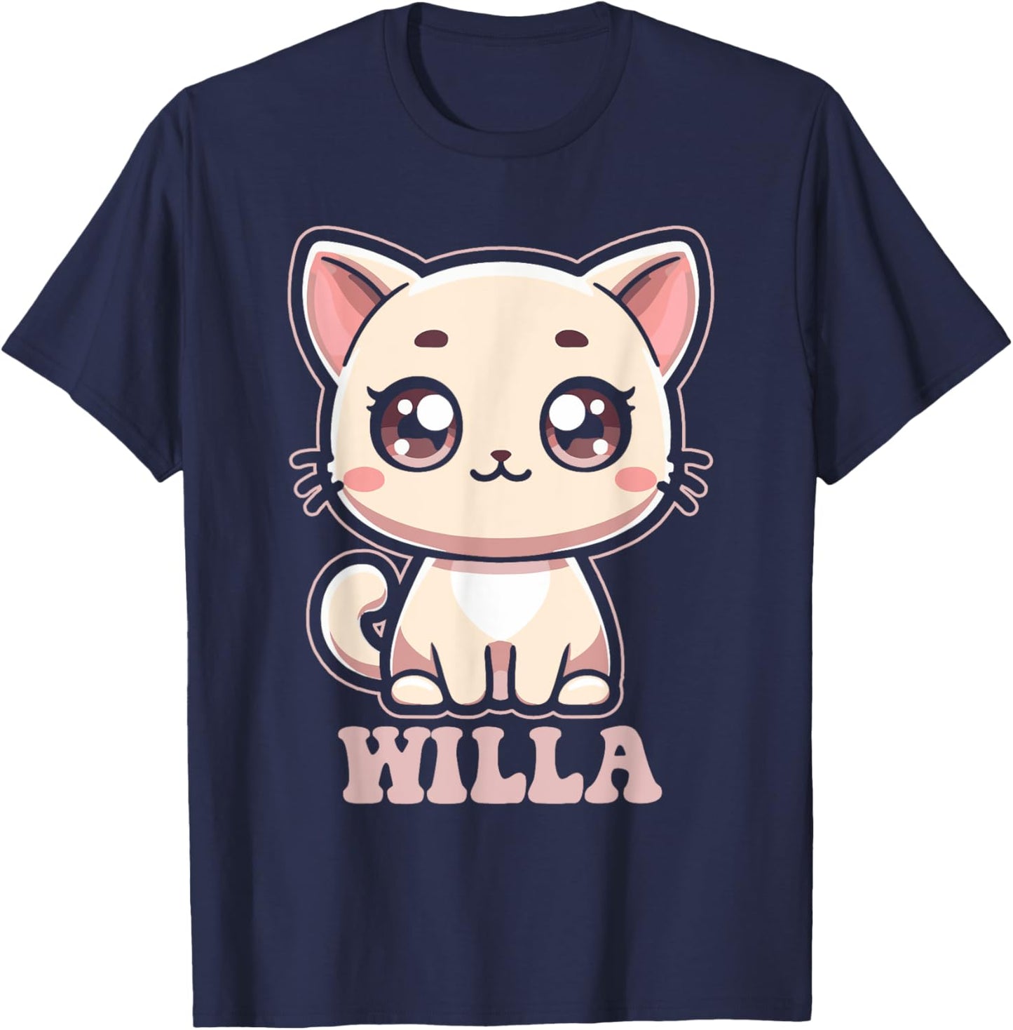 Willa Cute Kitty Cat Design for Girls Name Willa T-Shirt - T-Shirt | Navy