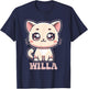 Willa Cute Kitty Cat Design for Girls Name Willa T-Shirt - T-Shirt | Navy