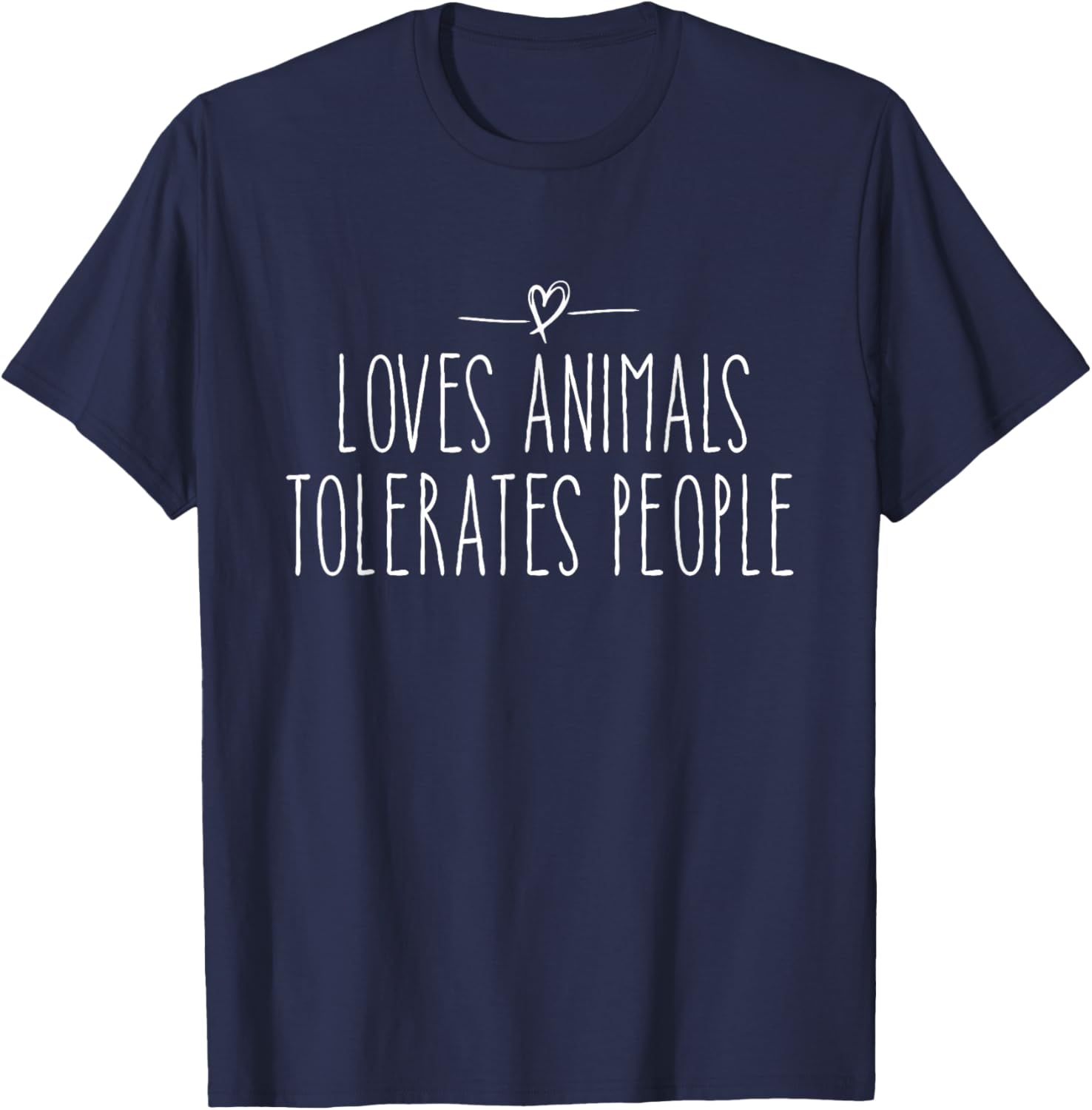loves animals tolerates people quote Cat Lover & Dog Love T-Shirt - T-Shirt | Navy