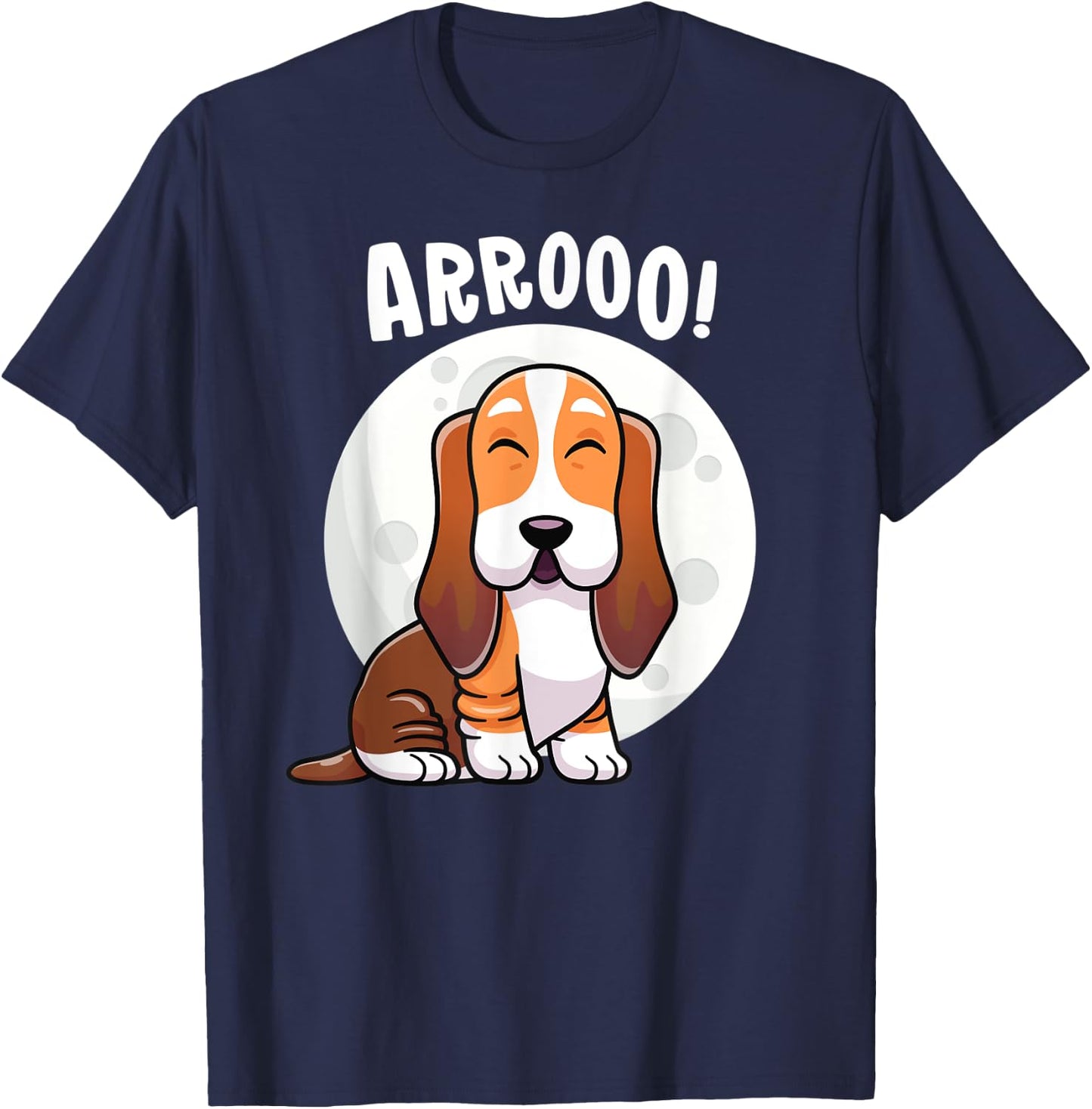 Howling Basset Hound Howl Moon Kawaii Dog Women Kids T-Shirt - T-Shirt | Navy