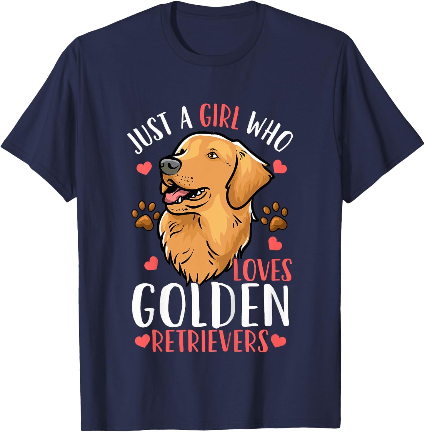 Kids Golden Retriever Just A Girl Who Loves Golden Retrievers T-Shirt - T-Shirt | Navy