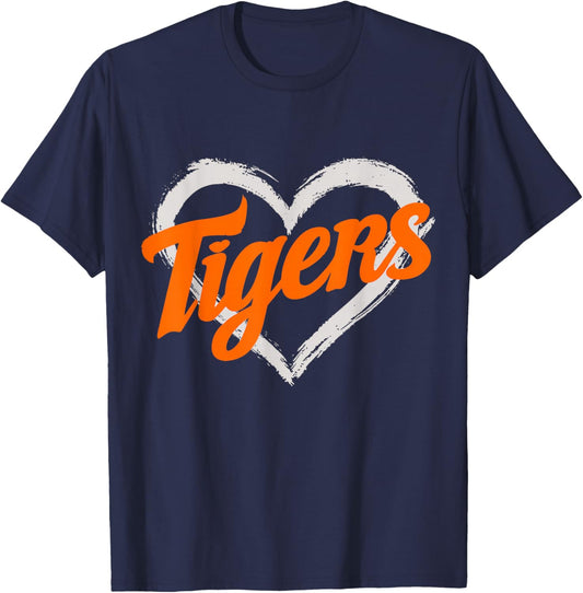 Vintage Tigers Heart Throwback Retro T-Shirt - T-Shirt | Navy