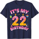 Candle Presents It's My 22 Years Old Birthday Happy 22nd Day T-Shirt - T-Shirt | Navy