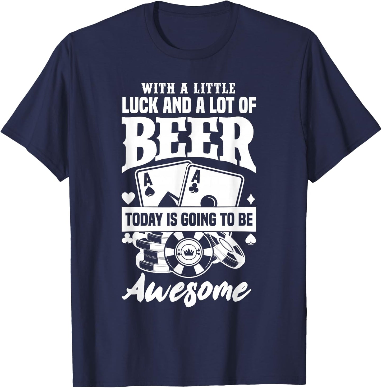 Funny Slot Machine Beer Casino Las Vegas Gambling Gambler T-Shirt - T-Shirt | Navy