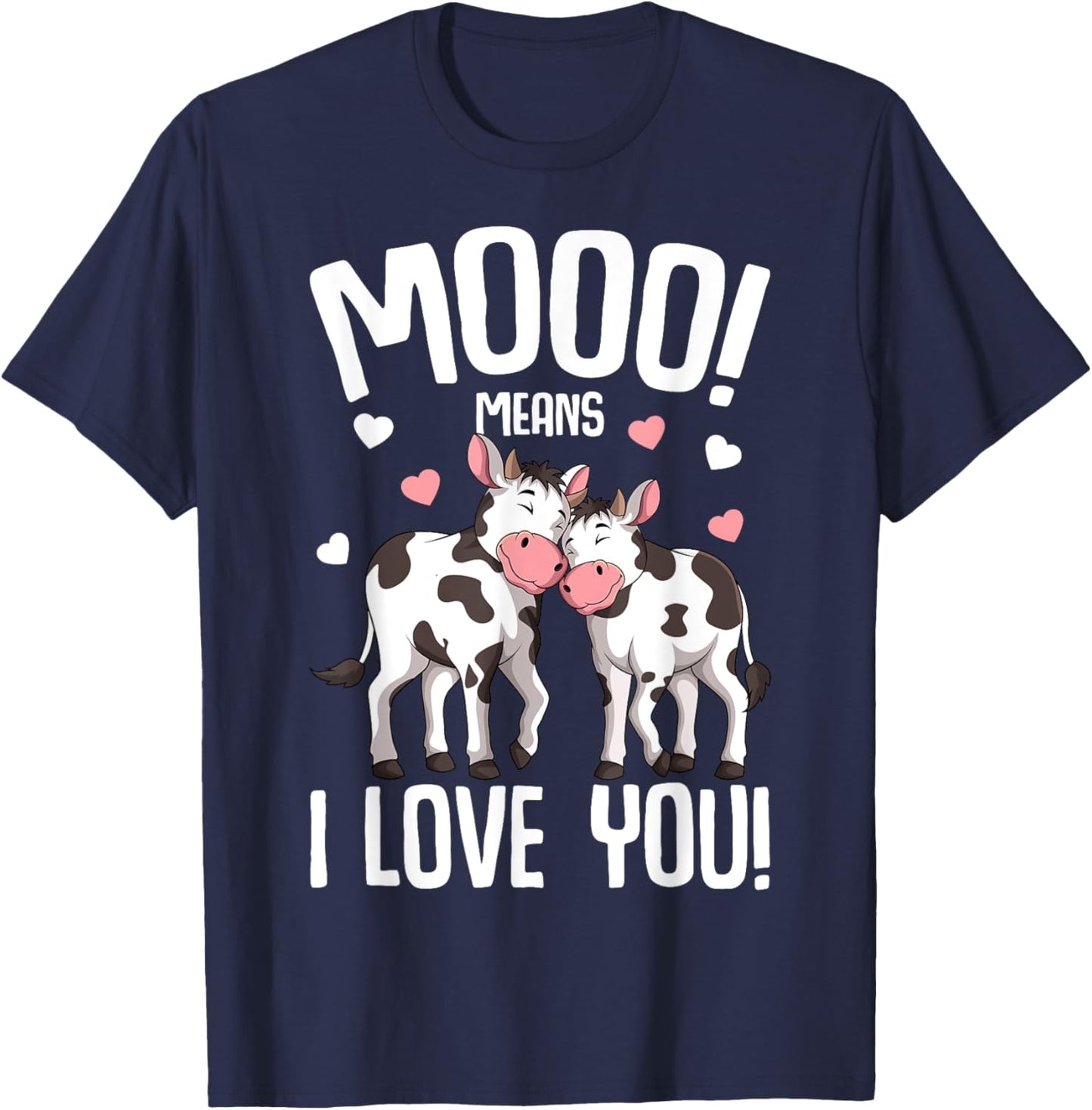 Cow Moo Women Kids Girls T-Shirt - T-Shirt | Navy