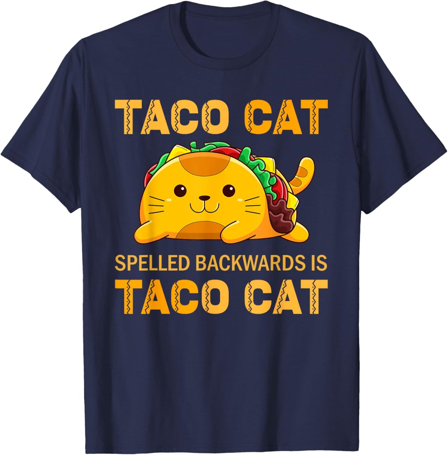 TacoCat for Kids Taco Cat Cinco de Mayo TacoCat Kids Cat T-Shirt - T-Shirt | Navy