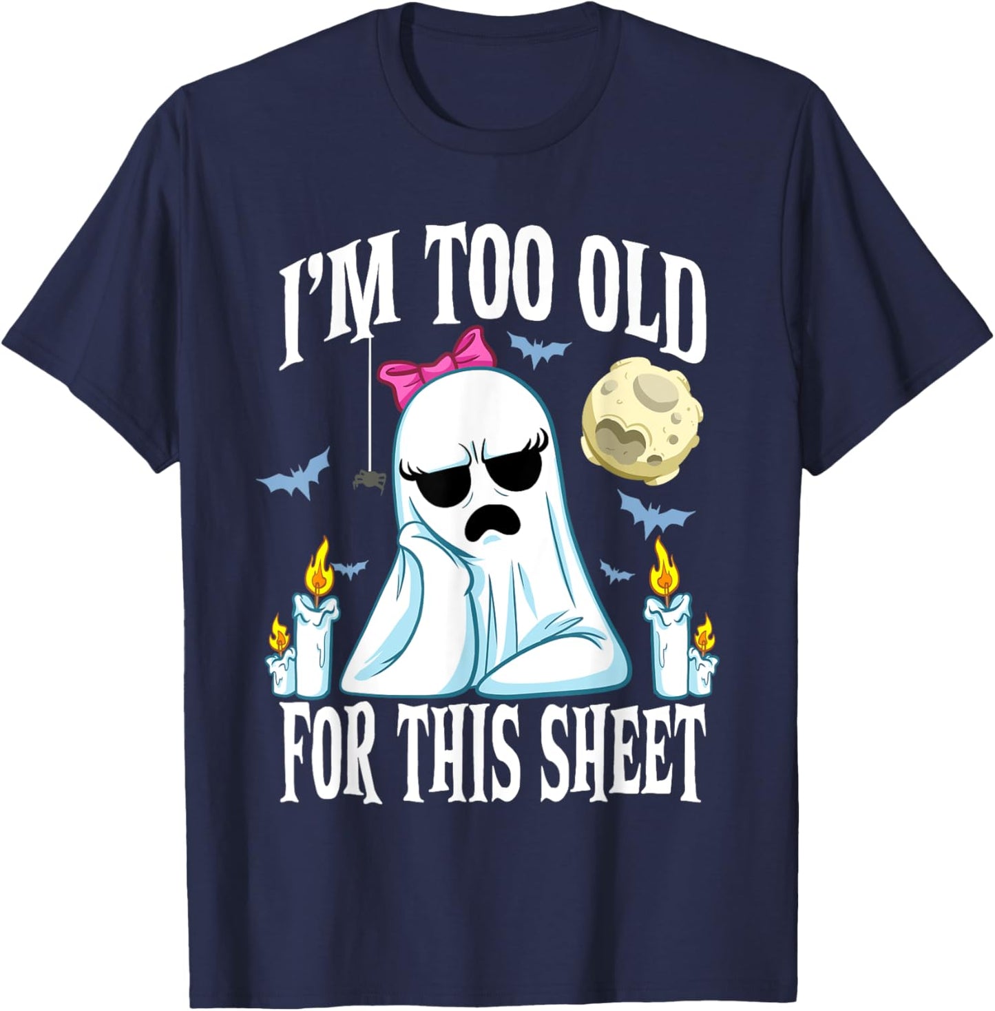 Funny Halloween Ghost Face Costume Adult T-Shirt - T-Shirt | Navy