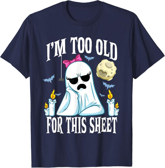 Funny Halloween Ghost Face Costume Adult T-Shirt - T-Shirt | Navy