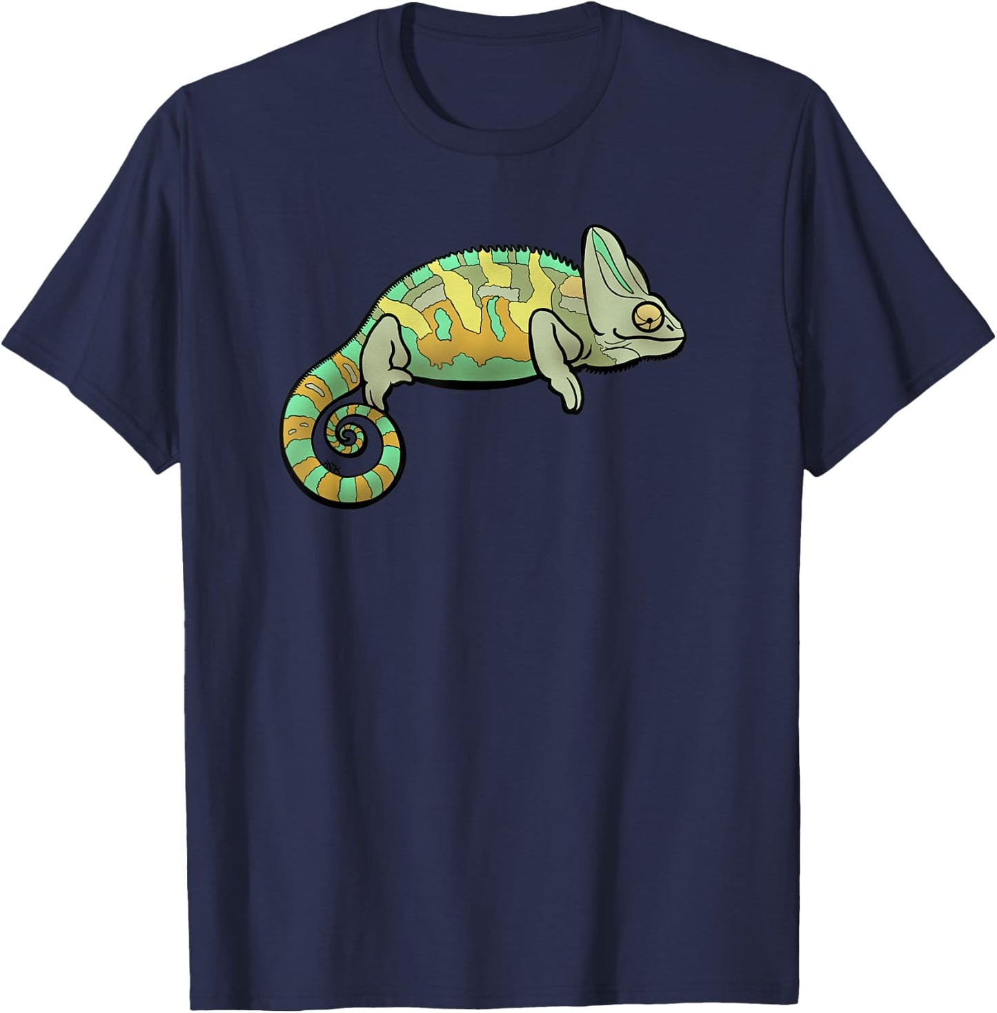 Veiled Chameleon Reptile Colorful Lizard Conehead Chameleon T-Shirt - T-Shirt | Navy