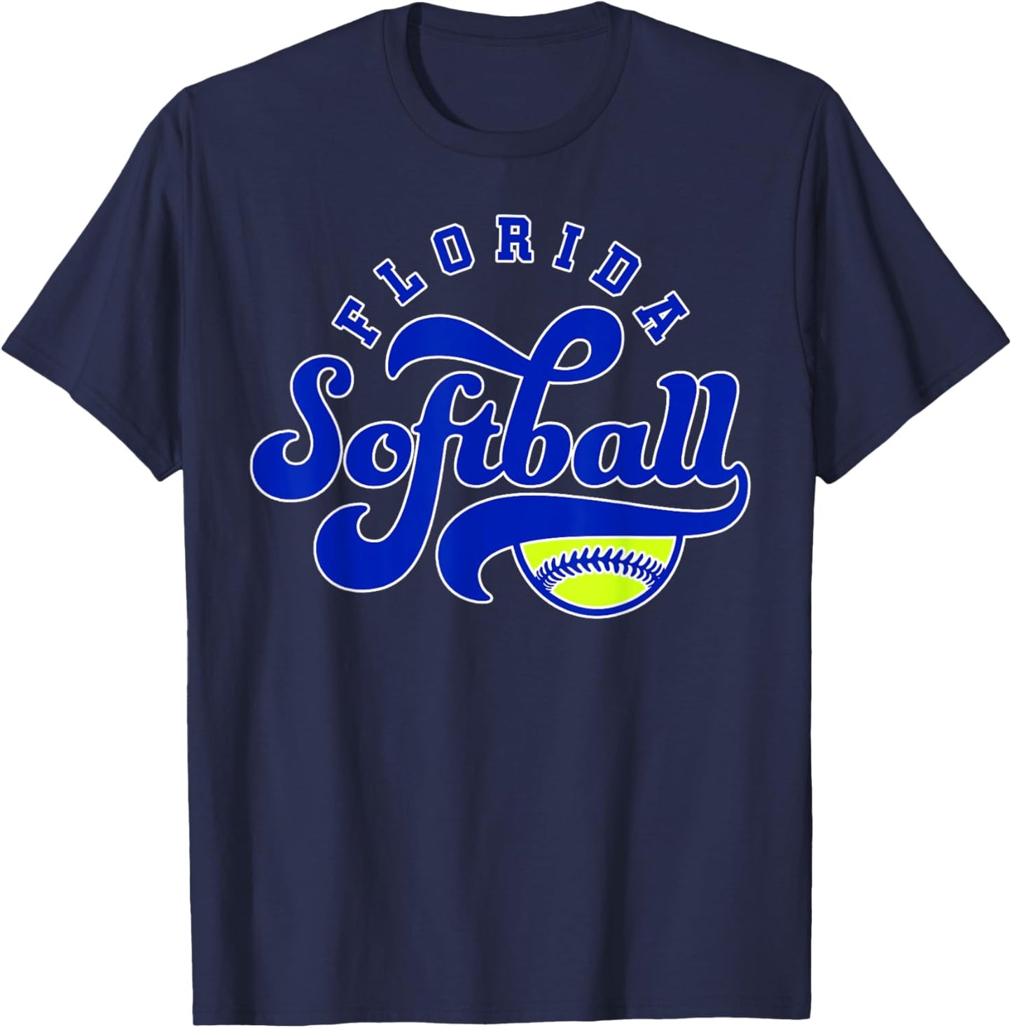 Florida Softball Vintage Kids Team Retro Softball Fan T-Shirt - T-Shirt | Navy