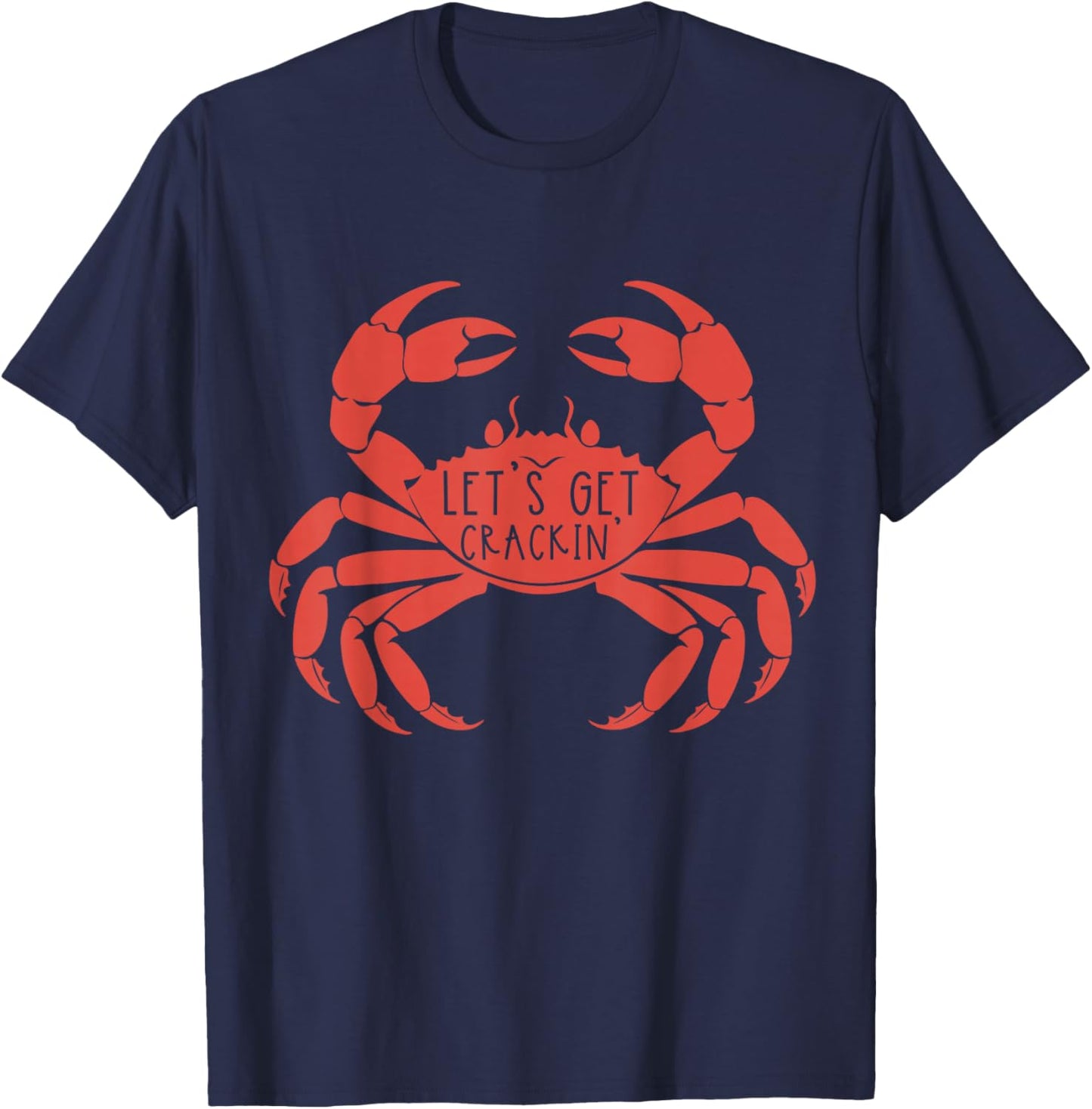 Funny Crab Eating Red Crab Lover Seafood Foodie Crabbing T-Shirt - T-Shirt | Navy